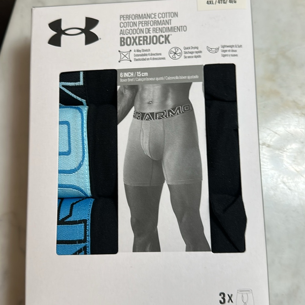 NWT 3PK Under Armour Cotton Boxerjock 4XL